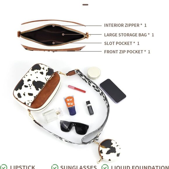 Crossbody Purses for Women Vegan Leather Small Handbags Bags with Detachable Coi - Picture 4 of 6